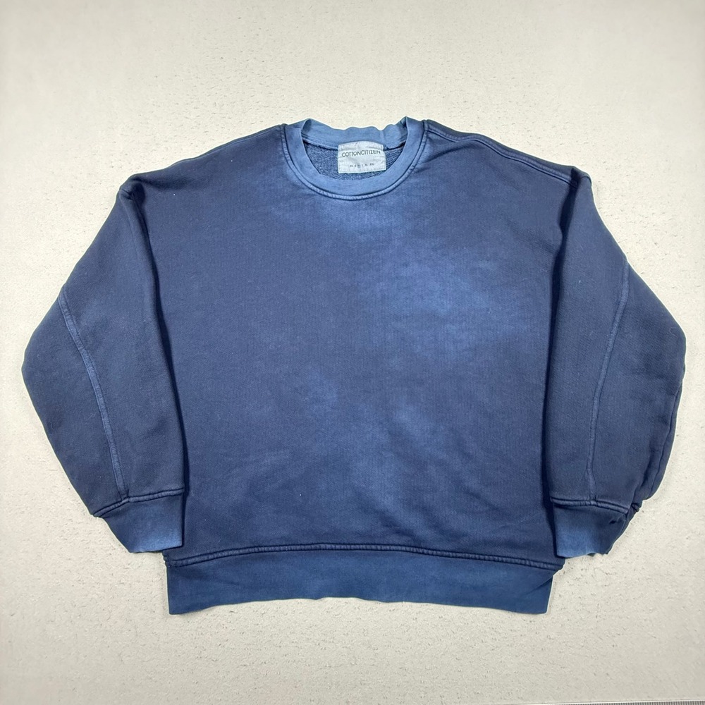 Cotton Citizen Bronx Oversized Crewneck Sweatshirt Navy Blue French Terry Mens M